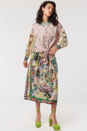 Me369 Vanessa Printed Midi Skirt L'Amour