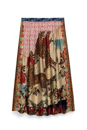 Me369 Vanessa Printed Midi Skirt Chocolate