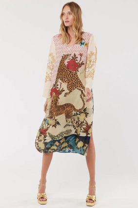 Me369 Violet V-Neck T-Dress Oriental