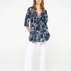 Oneseason Poppy Top Shibori Cotton Navy