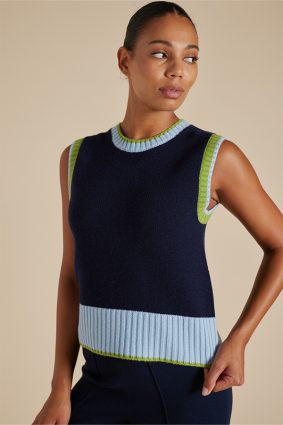 Alessandra Cora Vest Navy Green