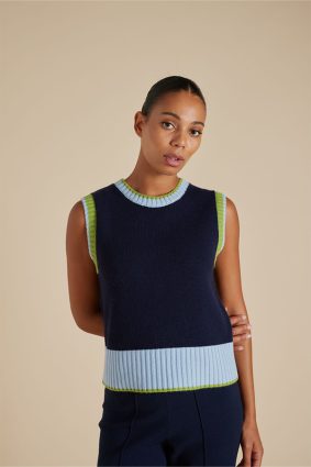 Alessandra Cora Vest Navy Green