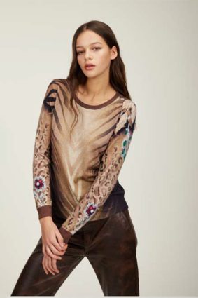 Jeis Girocollo St. Animalier Knit Bronzo