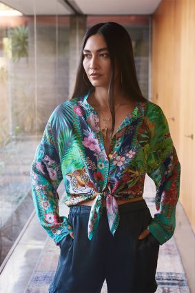 Johnny Was Tigres Et Fleurs Seline Button Down Multi