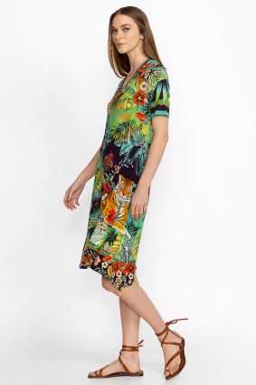 Johnny Was Tigres V-Neck Swing Dress Multi FEATURE