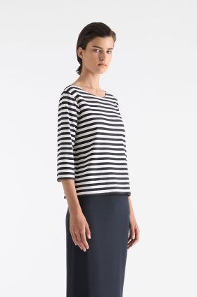 Mela Purdie Relaxed Boat Neck White Navy