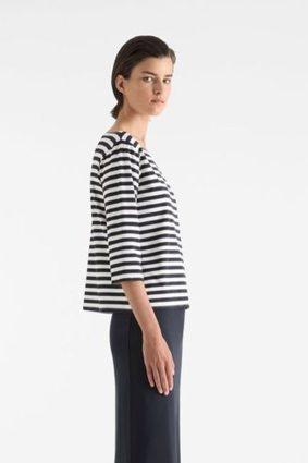 Mela Purdie Relaxed Boat Neck White Navy