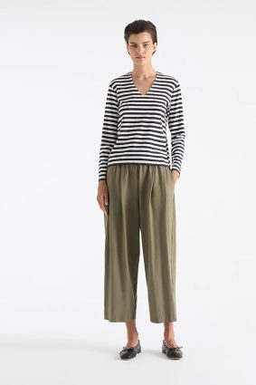 Mela Purdie V Neck Top White_Navy