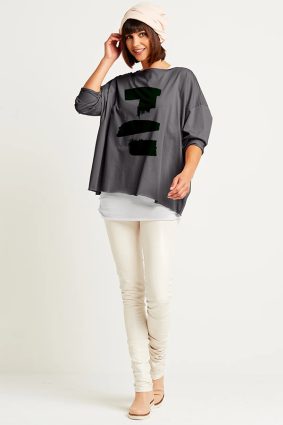 Planet Brush Stroke Boxy T Manatee Black