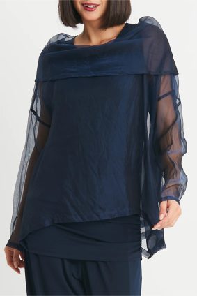 Planet Cowl Neck Top Midnight
