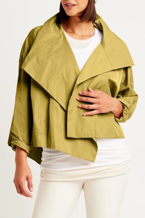 Planet Cropped Asymmetrical Jacket Chartreuse