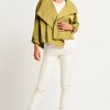 Planet Cropped Asymmetrical Jacket Chartreuse