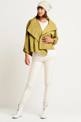 Planet Cropped Asymmetrical Jacket Chartreuse