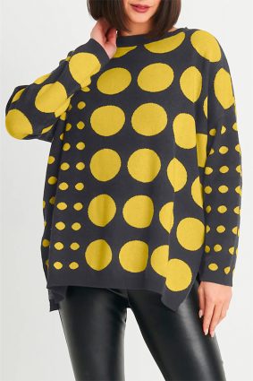 Planet Lots A Dots Sweater Obsidian Chartreuse