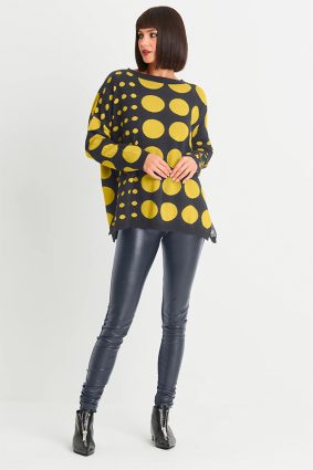 Planet Lots A Dots Sweater Obsidian Chartreuse