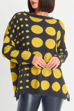 Planet Lots A Dots Sweater Obsidian Chartreuse