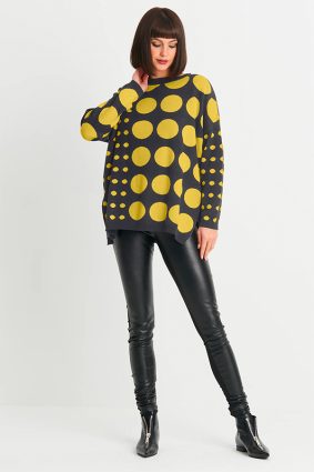 Planet Lots A Dots Sweater Obsidian Chartreuse