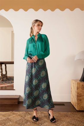 The Dreamer Label Dara Silk Blouse Ocean