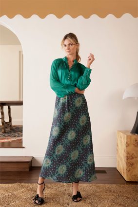The Dreamer Label Dara Silk Blouse Ocean