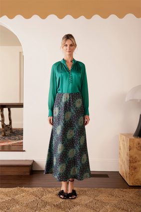 The Dreamer Label Dara Silk Blouse Ocean