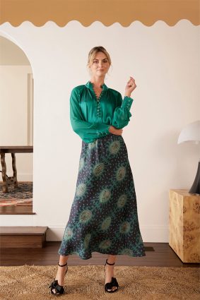 The Dreamer Label Dara Silk Blouse Ocean