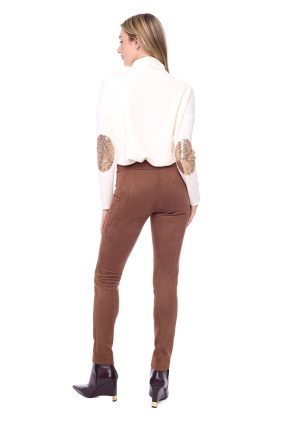 UP Vegan Suede Slim Full-Length Pant Tobacco