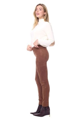 UP Vegan Suede Slim Full-Length Pant Tobacco