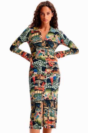 Desigual Dress Beige Safari