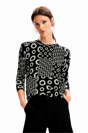 Desigual Pullover Negro White Print