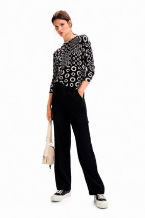 Desigual Pullover Negro White Print