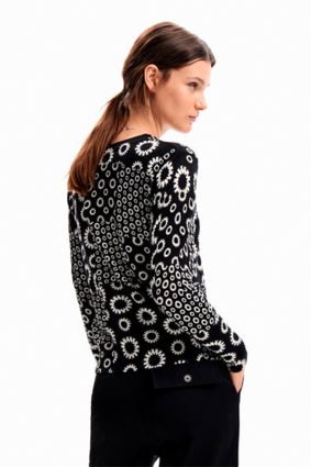 Desigual Pullover Negro White Print