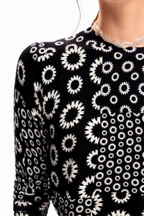 Desigual Pullover Negro White Print