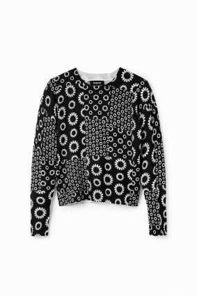 Desigual Pullover Negro White Print