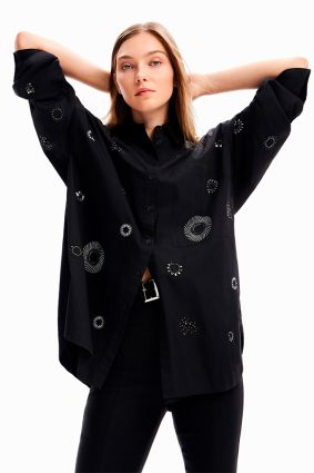 Desigual Shirt Negro Embroider