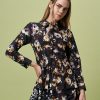 HIGH Mention Pleated Shirt Black Floral