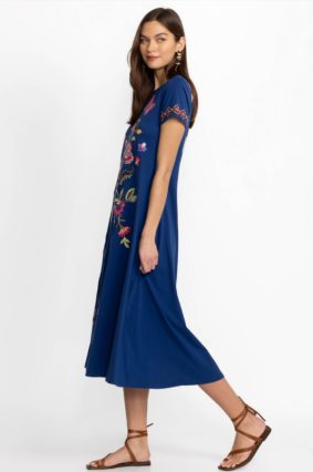 Johnny Was Gracey Crew Necks Swing Dress Sailor Blue