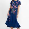 Johnny Was Gracey Crew Necks Swing Dress Sailor Blue