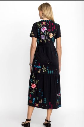 Johnny Was Katie Henley Tiered Knit Dress Black