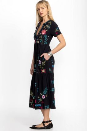 Johnny Was Katie Henley Tiered Knit Dress Black