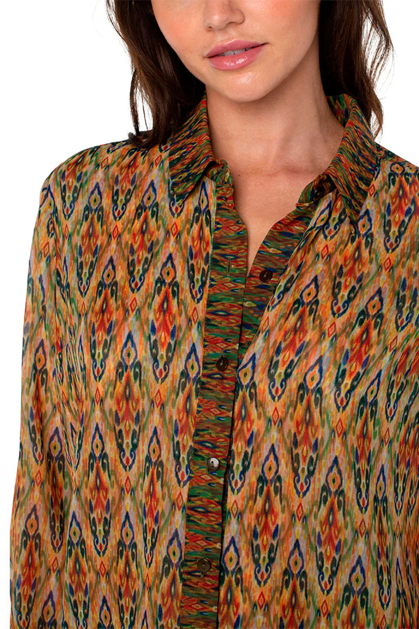 Cino Ikat Olive Button Down Shirt main image 0