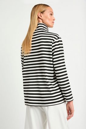 Mela Purdie Half Zip Sweater Milk Black and Welt Pocket Pant Milk