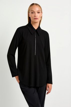 Mela Purdie Zip Collar Sweater Black