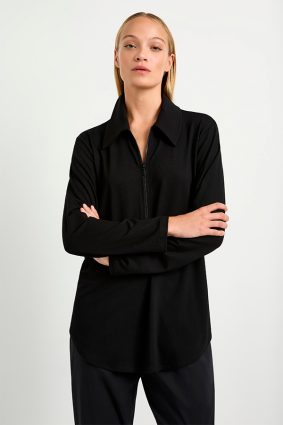 Mela Purdie Zip Collar Sweater Black