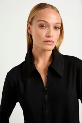 Mela Purdie Zip Collar Sweater Black