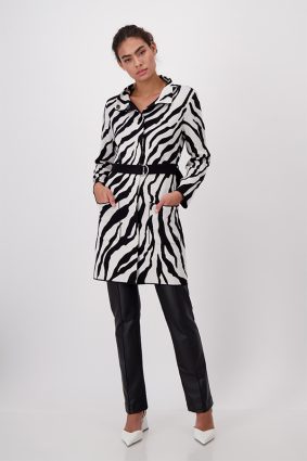 Monari Jacket Knit Coat Zebra Black Ptn