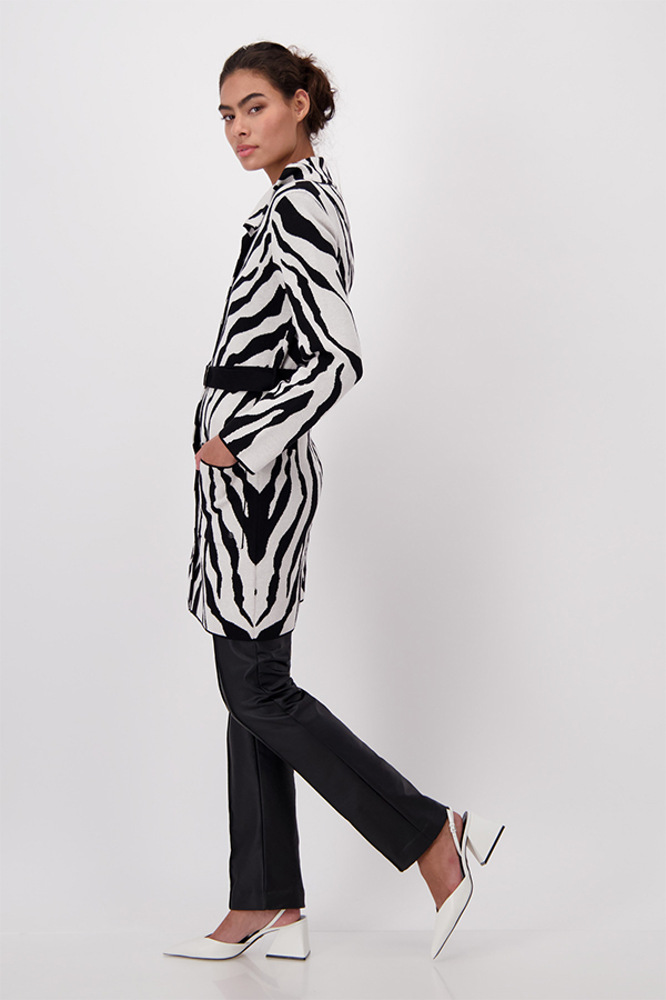 Monari Jacket Knit Coat Zebra Black Ptn