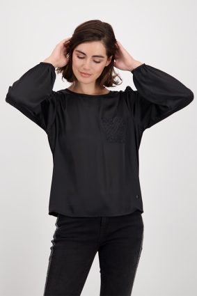 Monari Jersey Blouse Bag Adorned Black