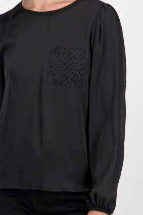 Monari Jersey Blouse Bag Adorned Black