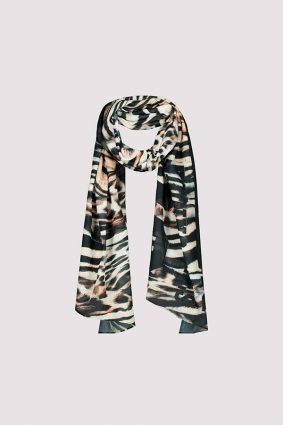 Monari Scarf Tiger Allover Black Ptn