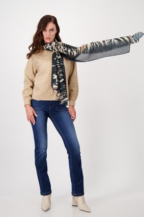 Monari Scarf Tiger Allover Black Ptn